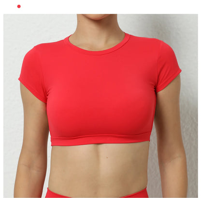 Sports Muscle Back Tee Padded Backless Sports Shirts Workout Yoga T-Shirt