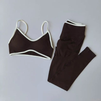 2pcs Sport Sets Women Gym Push Up Yoga Pants Hollow Back Gym Fitness Bras Workout High Waisted Leggings Seamless Tights Set Suit