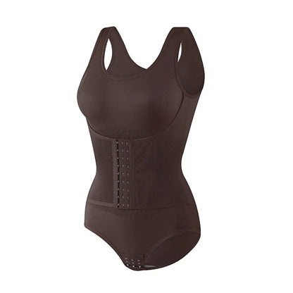 Bodysuit Shapewear with Zipper Belt Women Tummy Control Body Shaper Waist Trainer Slimming Cincher Corset Tops