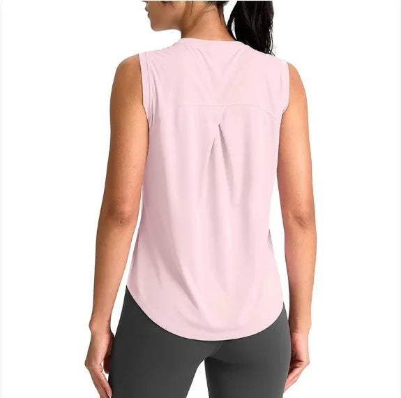 Women's sleeveless sports breathable lightweight  tennis yoga shirts