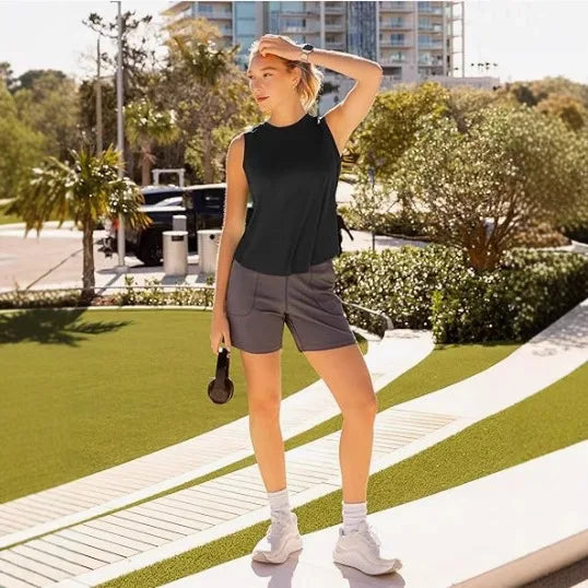 Women's sleeveless sports breathable lightweight  tennis yoga shirts