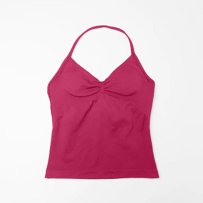 Longline Strappy Top Sports Fitness Tank Top Gym Beautiful Open Back Bra Halter