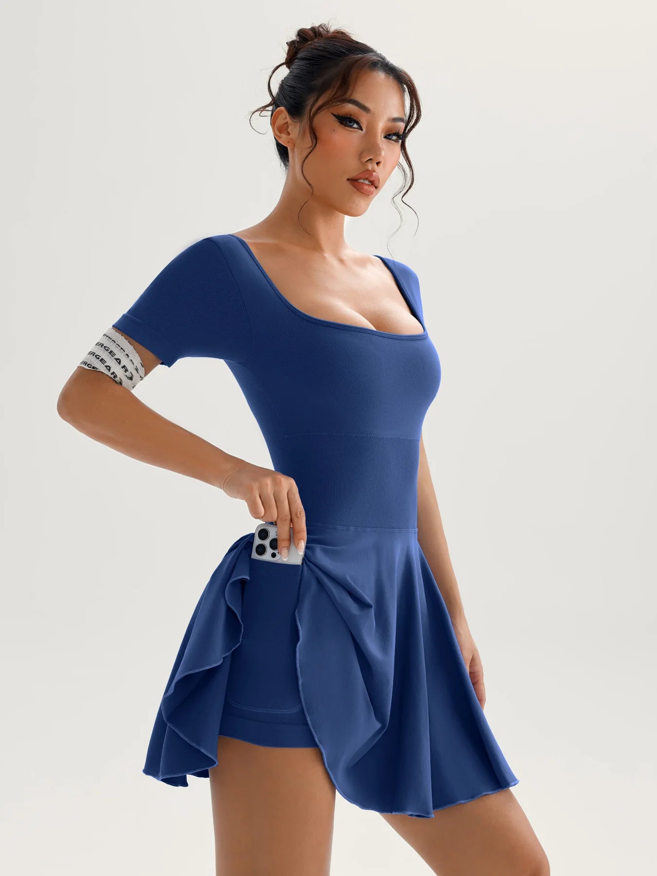 Tennis Yoga Dress Solid Color Stretchy Soft Gym Suit Breathale Female Golf Short Sportswear Workout Clothes