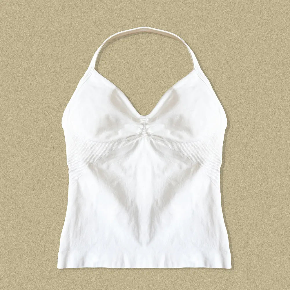 Longline Strappy Top Sports Fitness Tank Top Gym Beautiful Open Back Bra Halter