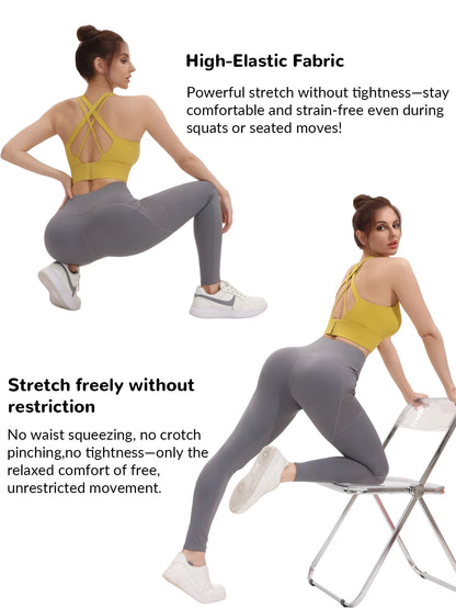 2 Pack High Waisted Sexy Butt Lifting Seamless Solid Color Yoga Leggings Elastic And Breathable Fitness Sports Pants