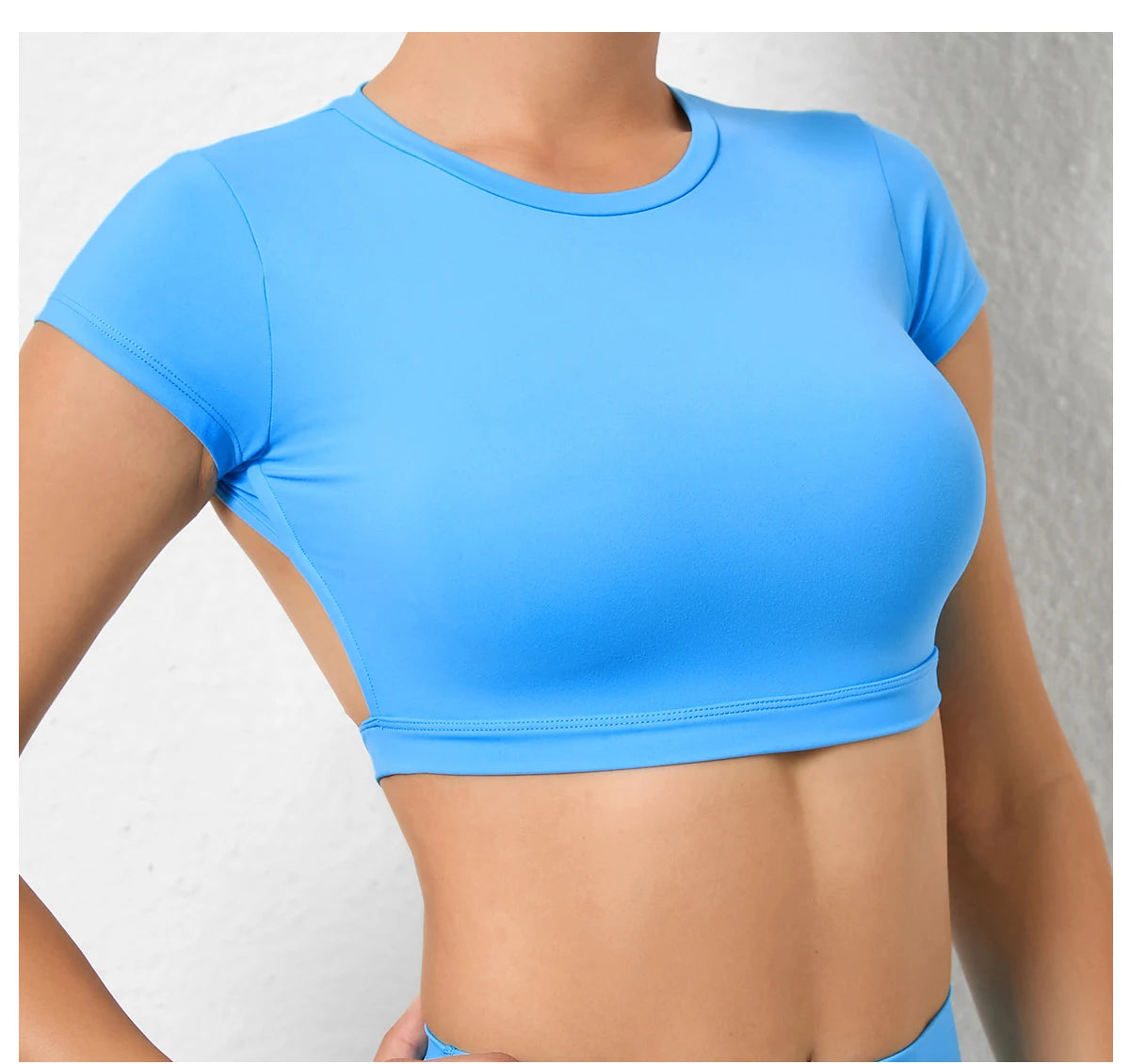 Sports Muscle Back Tee Padded Backless Sports Shirts Workout Yoga T-Shirt