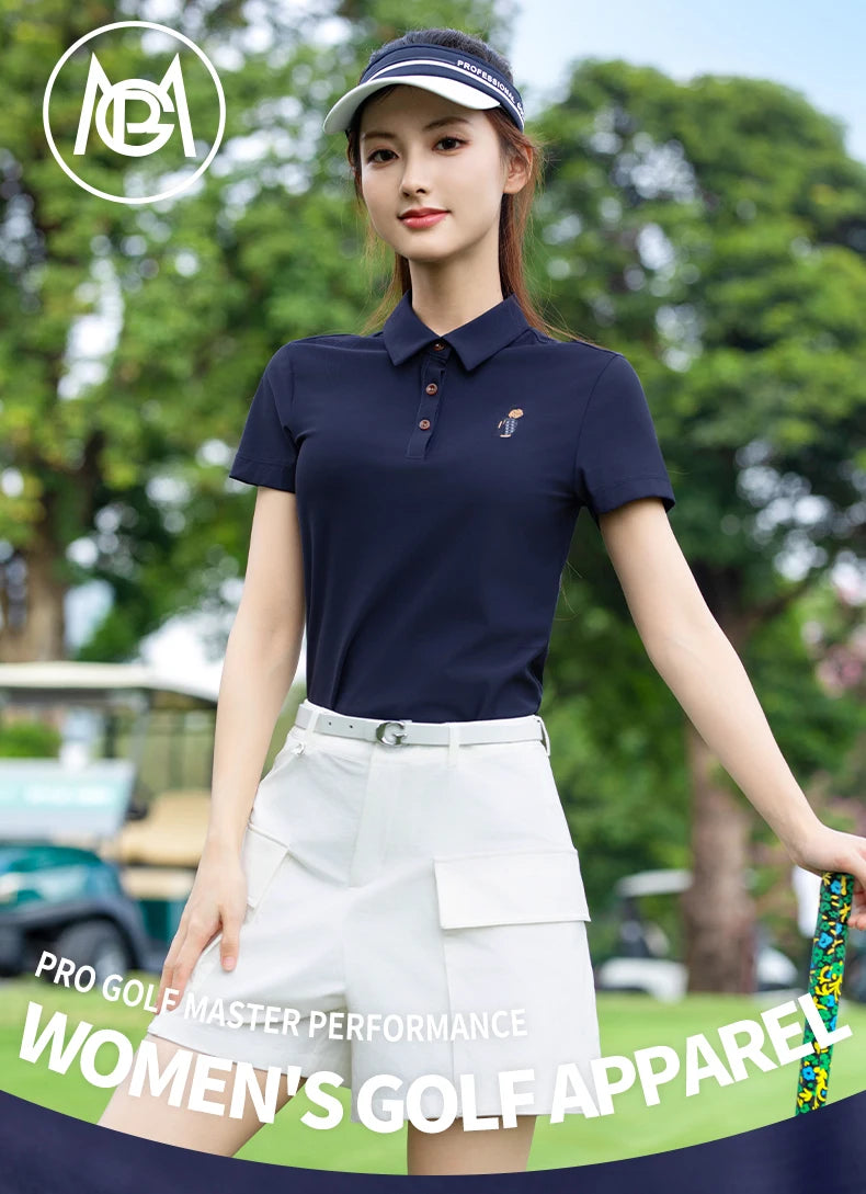 PGM Women's Golf Short Sleeved T-shirt  Breathable Polo Top Sportswear