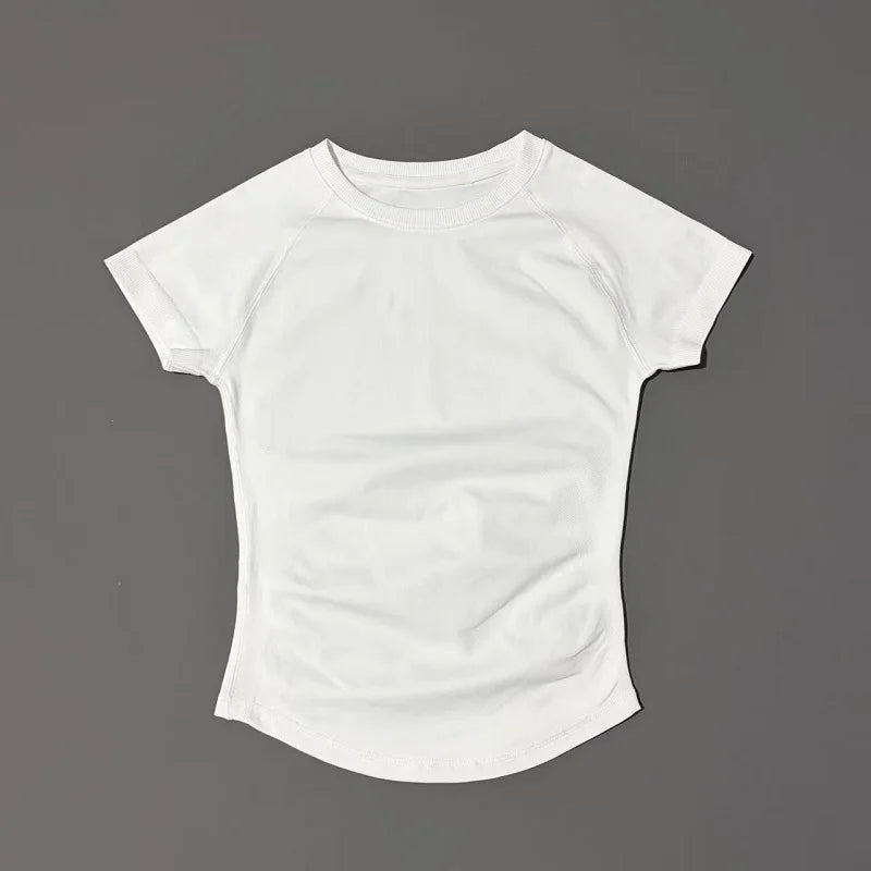 Short Sleeve T Shirt Summer Short Sleeve Round Neck Breathable Stretchy Gym