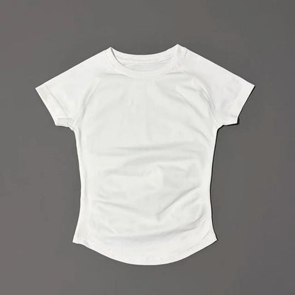 Short Sleeve T Shirt Summer Short Sleeve Round Neck Breathable Stretchy Gym