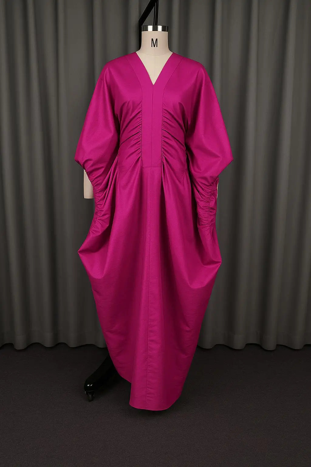 casual dresses loose V-neck long sleeved elegant party evening dresses pleated waist