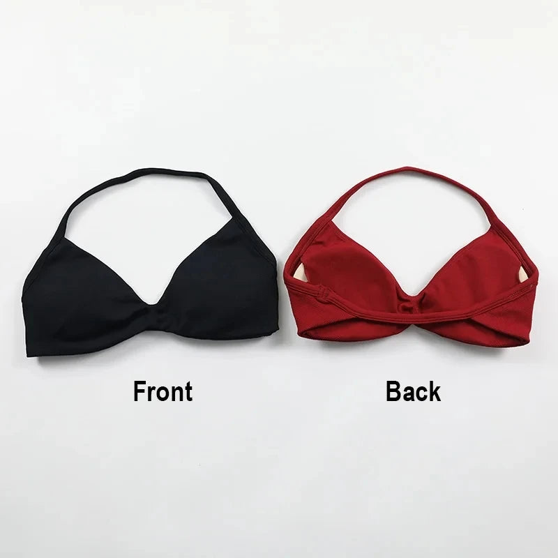 Strappy Bra Gym Top Women High Support Thin Strap Push up Bra