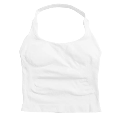 Strappy Workout Tank Top Padded Sports Bra Backless Yoga Shirts Seamless Gym Crop Top Halter