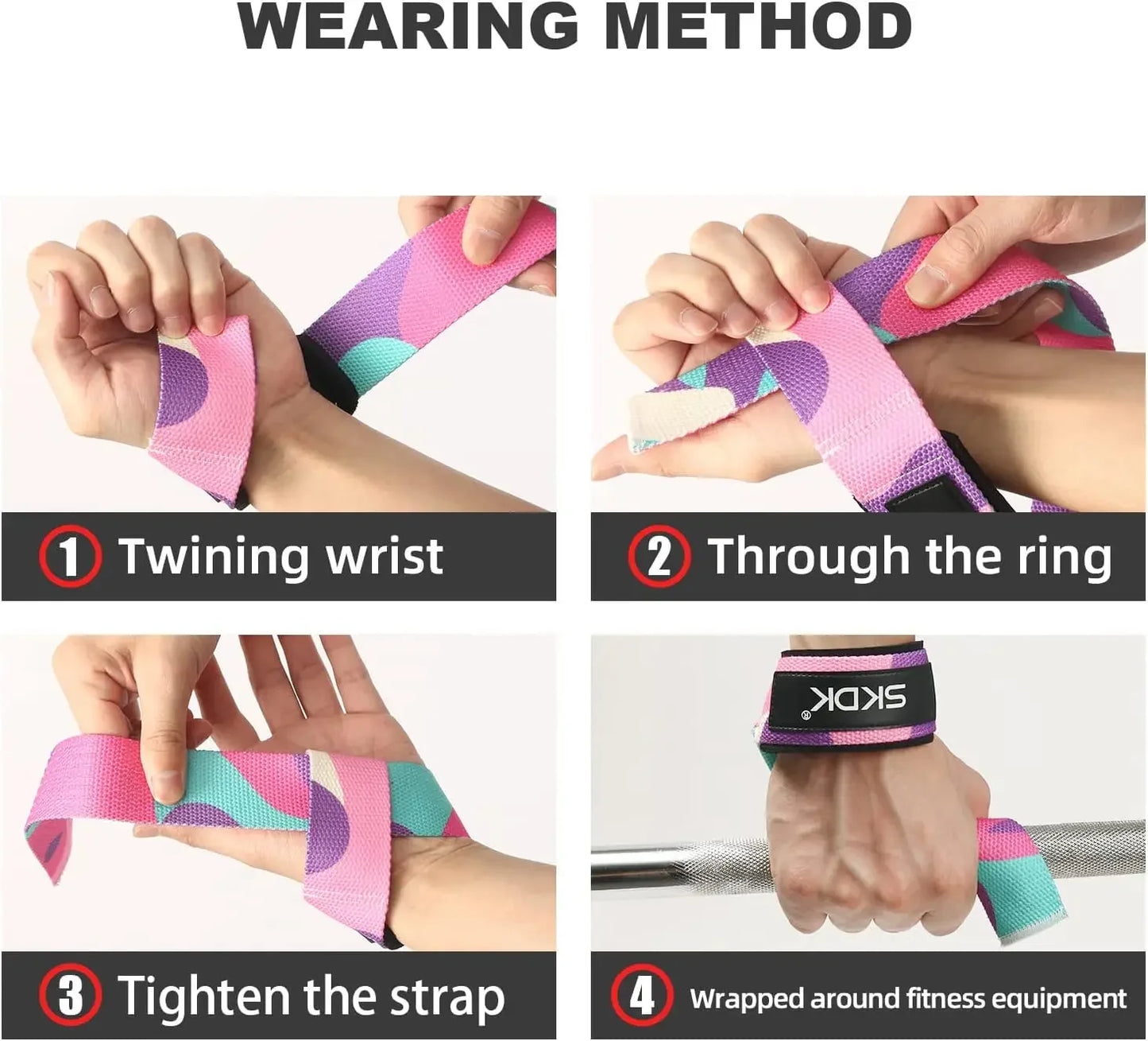 2Pcs Adjustable Weightlifting Wrist Straps Non-Slip Strength Training Fitness Lifting Support Gym Booster Bands Sports Grip