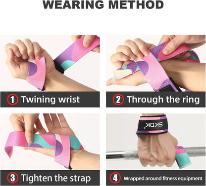2Pcs Adjustable Weightlifting Wrist Straps Non-Slip Strength Training Fitness Lifting Support Gym Booster Bands Sports Grip