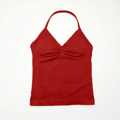 Longline Strappy Top Sports Fitness Tank Top Gym Beautiful Open Back Bra Halter