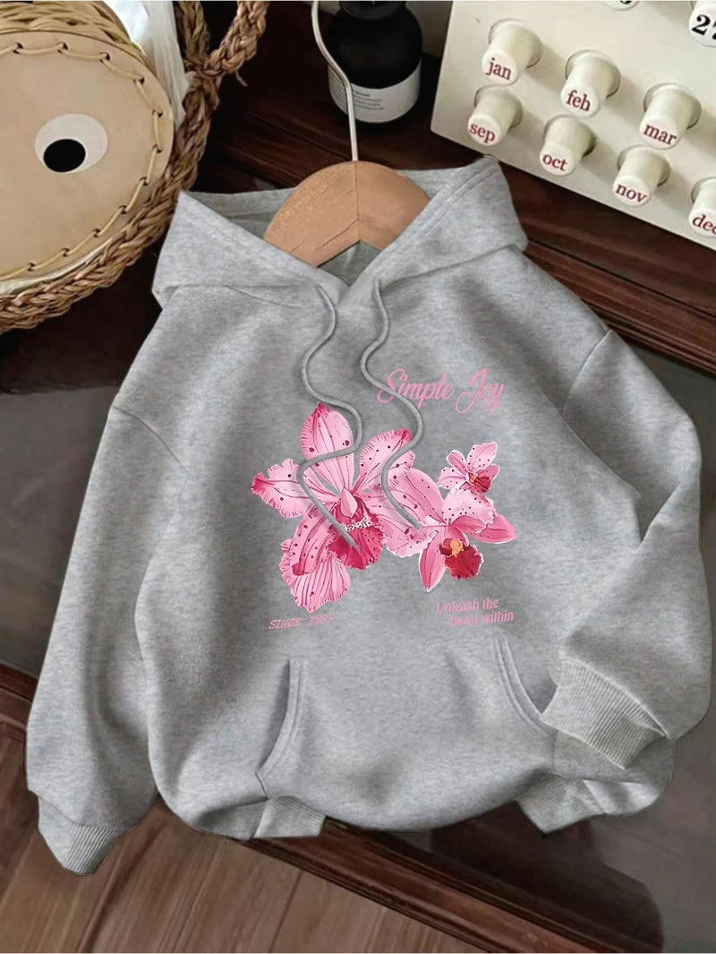 Women Hoodies Beautiful Flowers 2025 Sweatshirt Top Hoodie Long Sleeve Women's Casual Clothing