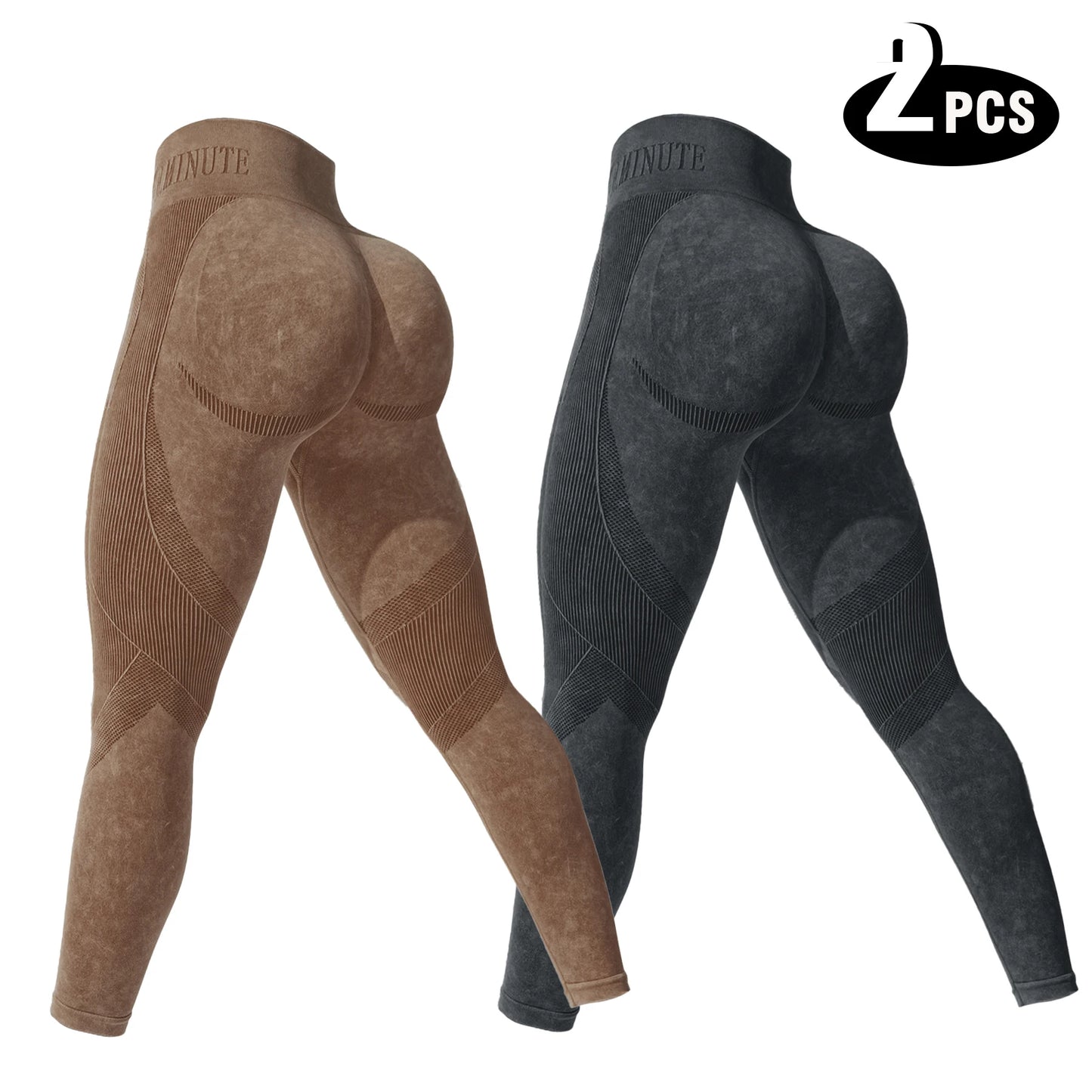 2 Pack High Waisted Sexy Butt Lifting Seamless Solid Color Yoga Leggings Elastic And Breathable Fitness Sports Pants