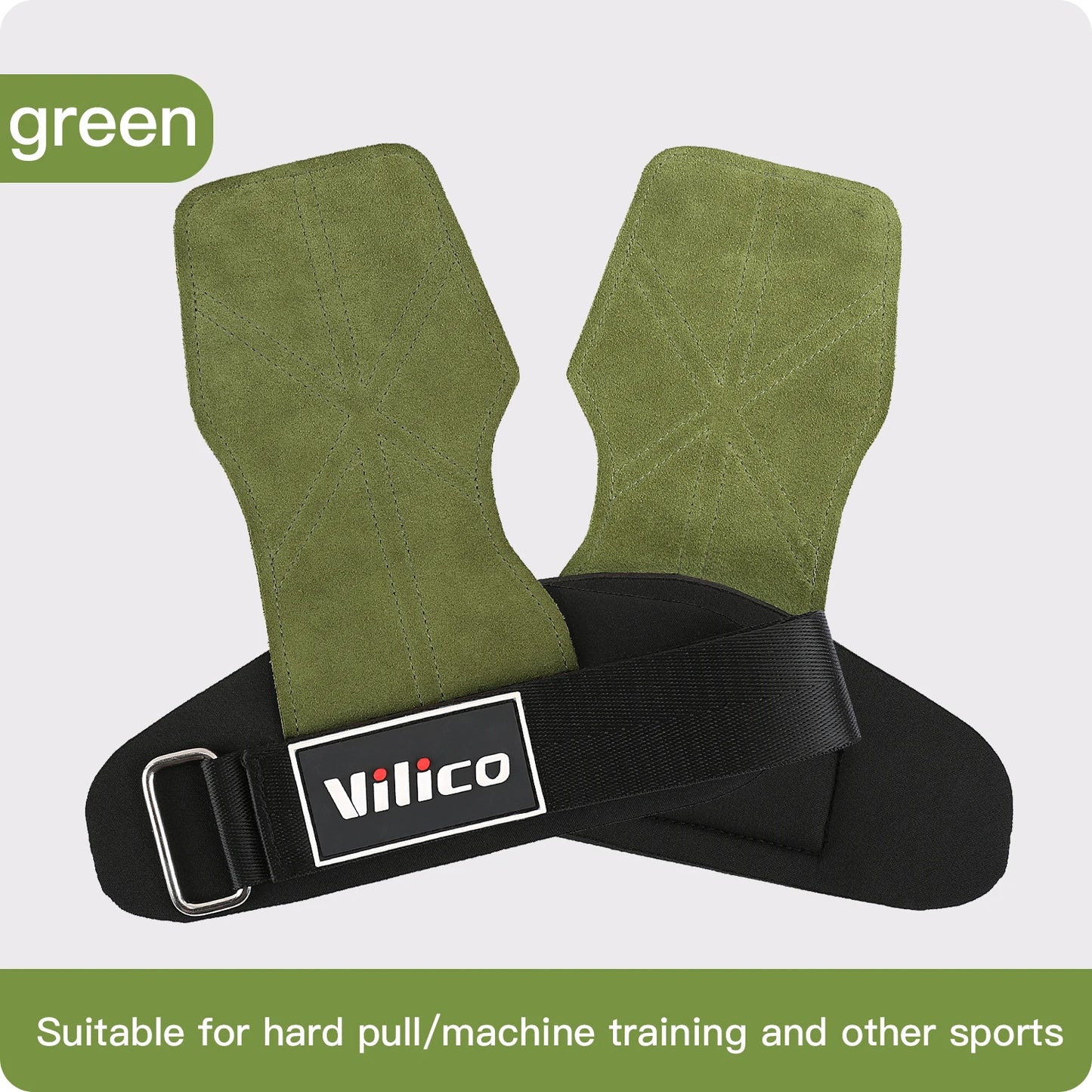 2 Piece Leather Weight Lifting Training Gloves Palm Protection Fitness Grips