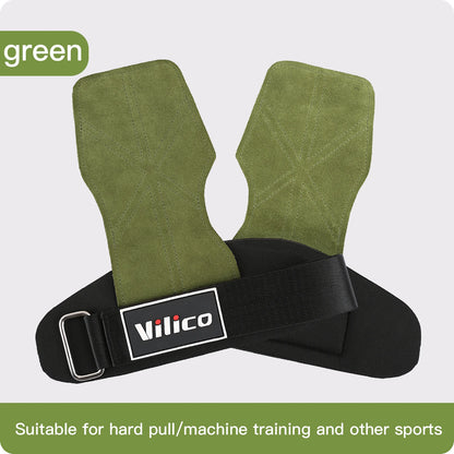 2 Piece Leather Weight Lifting Training Gloves Palm Protection Fitness Grips