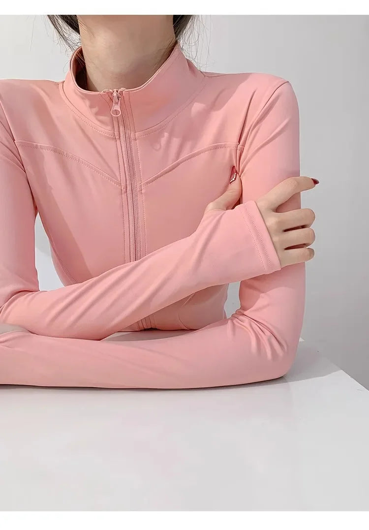 Quick Drying Sports Tight Top Yoga Jacket Long Sleeve S-3XL