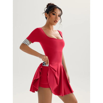 Tennis Yoga Dress Solid Color Stretchy Soft Gym Suit Breathale Female Golf Short Sportswear Workout Clothes