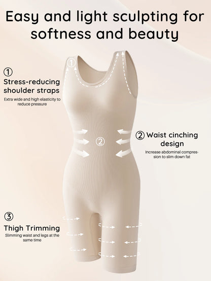 Sexy Bodysuits Full Coverage Shapewear Thigh Slim Body Suit Wide Shoulder Body Shaper Jumpsuit Seamless