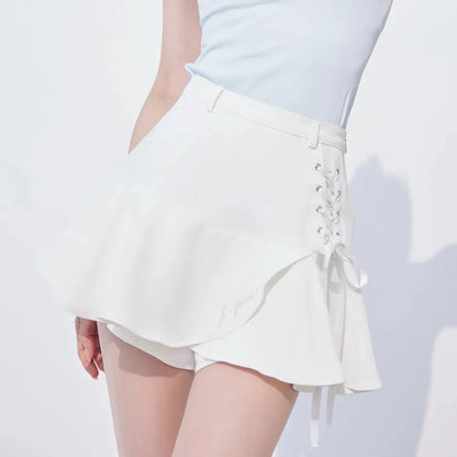Short Sleeve Tops Golf T-shirts Quick-dry Breathable Shirts Lace Up Pleated Golf Skirt