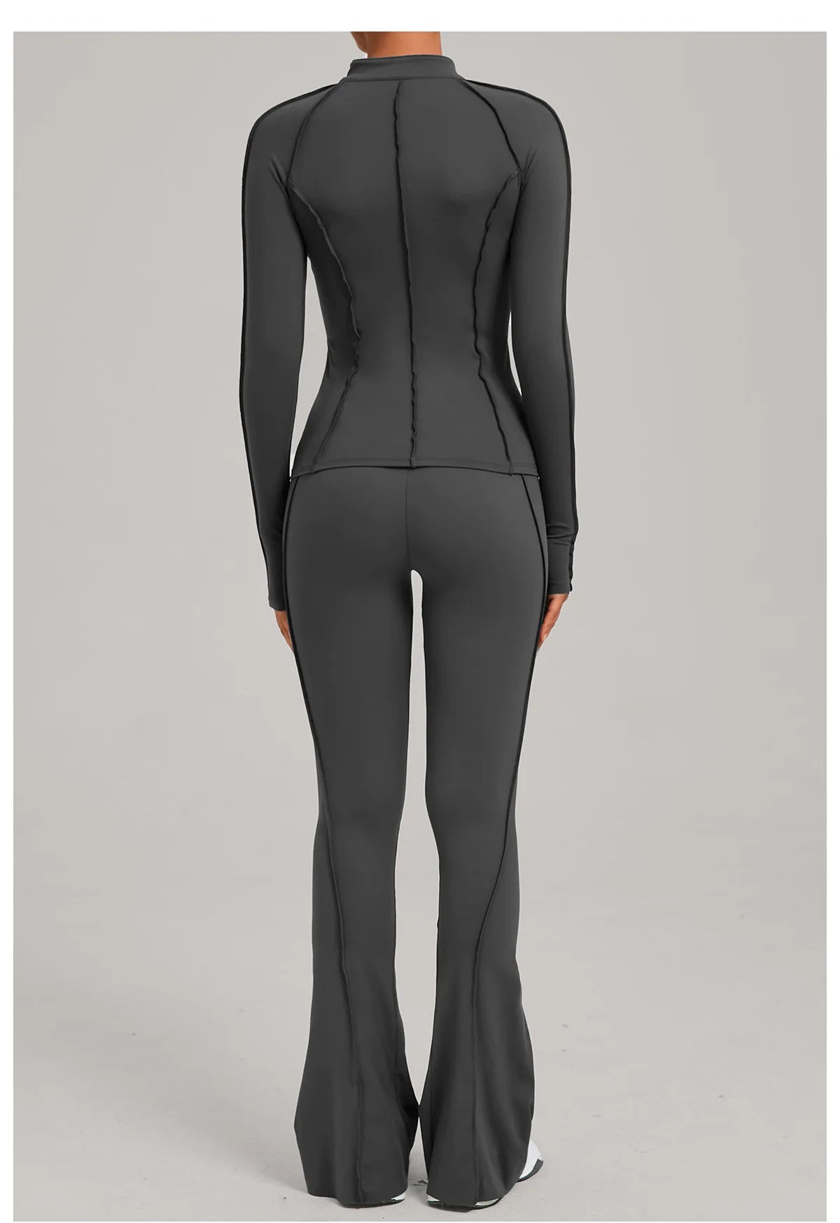Gym Yoga Outfit Zipper Long Sleeve Fitness Suit Daily Casual Fitness Sportswear Two-Piece Sets
