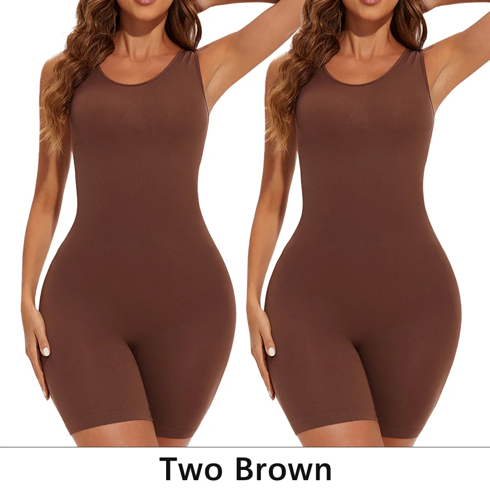 Sexy Bodysuits Full Coverage Shapewear Thigh Slim Body Suit Wide Shoulder Body Shaper Jumpsuit Seamless