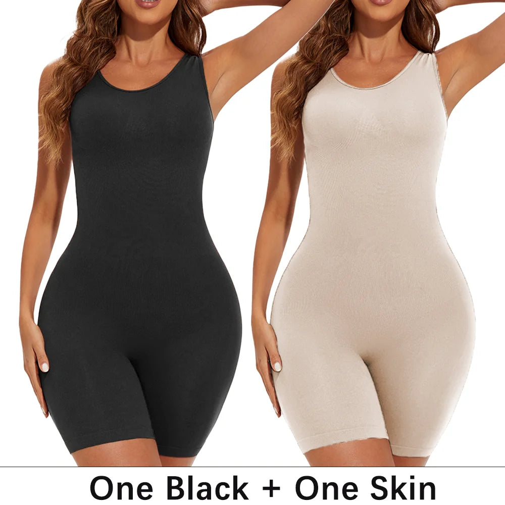Sexy Bodysuits Full Coverage Shapewear Thigh Slim Body Suit Wide Shoulder Body Shaper Jumpsuit Seamless