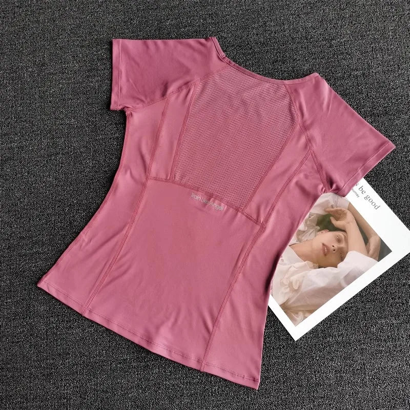 Ladies Sportswear Yoga Wear Quick Dry Seamless short sleeve Gym T-Shirt Tops