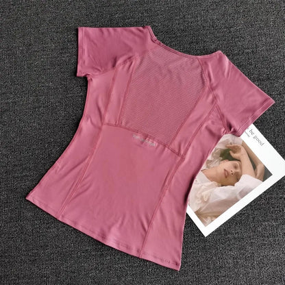 Ladies Sportswear Yoga Wear Quick Dry Seamless short sleeve Gym T-Shirt Tops