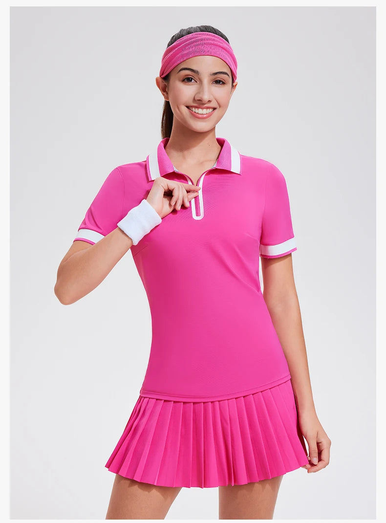 Women Short Sleeve Golf Wear Fashion Lady Top Sports Tennis T Shirts