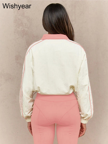 Casual Sports Suit for Women's Long-sleeved Half-turtleneck Tops and Jogging Pants Two-piece Set Fashion Streetwear Tracksuis