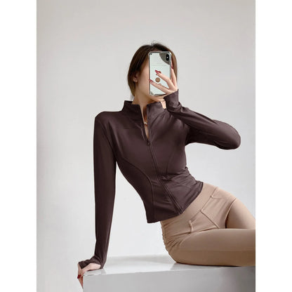 Quick Drying Sports Tight Top Yoga Jacket Long Sleeve S-3XL