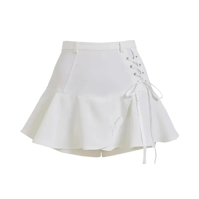 Short Sleeve Tops Golf T-shirts Quick-dry Breathable Shirts Lace Up Pleated Golf Skirt