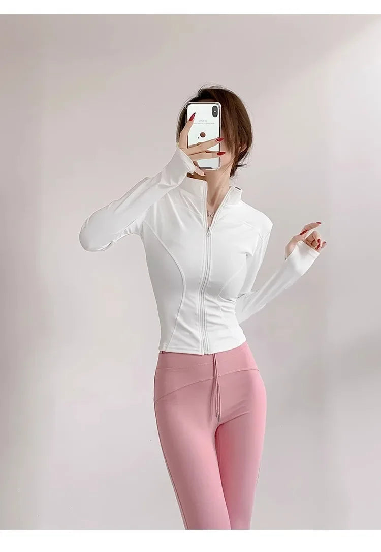 Quick Drying Sports Tight Top Yoga Jacket Long Sleeve S-3XL