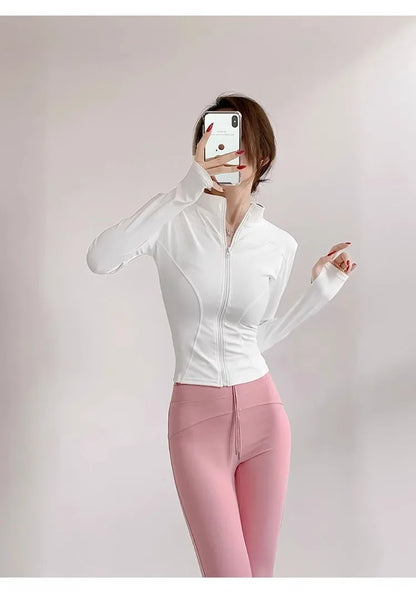 Quick Drying Sports Tight Top Yoga Jacket Long Sleeve S-3XL