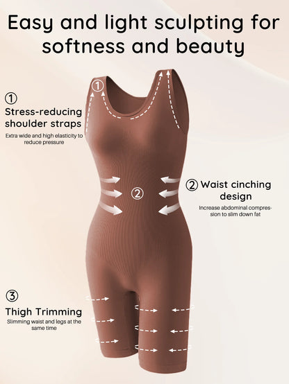 Sexy Bodysuits Full Coverage Shapewear Thigh Slim Body Suit Wide Shoulder Body Shaper Jumpsuit Seamless
