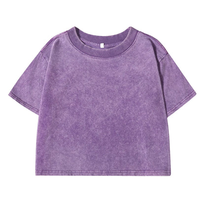 Solid Color Slim Casual Sport Short Sleevel Retro T-shirt