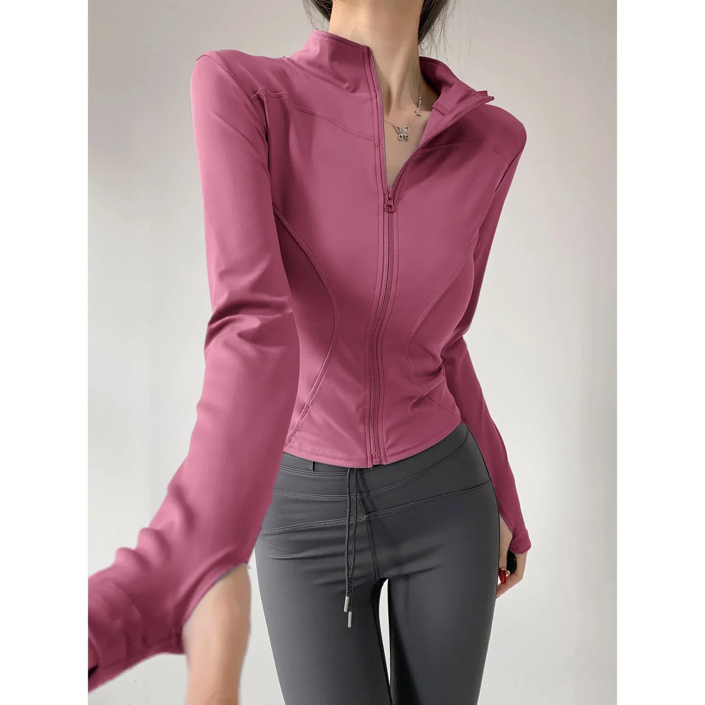 Quick Drying Sports Tight Top Yoga Jacket Long Sleeve S-3XL
