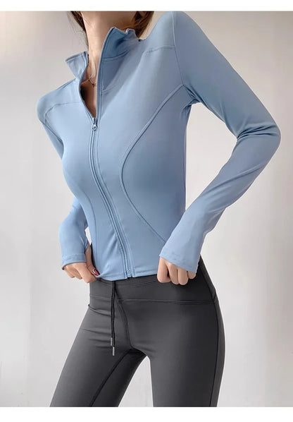 Quick Drying Sports Tight Top Yoga Jacket Long Sleeve S-3XL