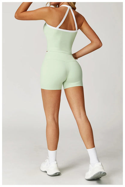 Yoga Set for Women Tight-fitting Gym Outfit Sportswear Yoga Vest Running Shorts Fitness Clothes