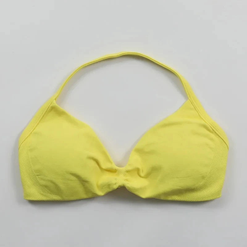 Strappy Bra Gym Top Women High Support Thin Strap Push up Bra