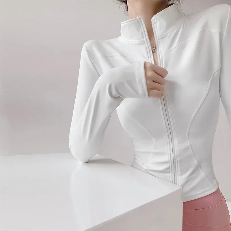 Quick Drying Sports Tight Top Yoga Jacket Long Sleeve S-3XL