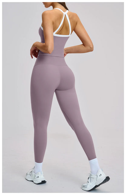 Yoga Set for Women Tight-fitting Gym Outfit Sportswear Yoga Vest Running Shorts Fitness Clothes