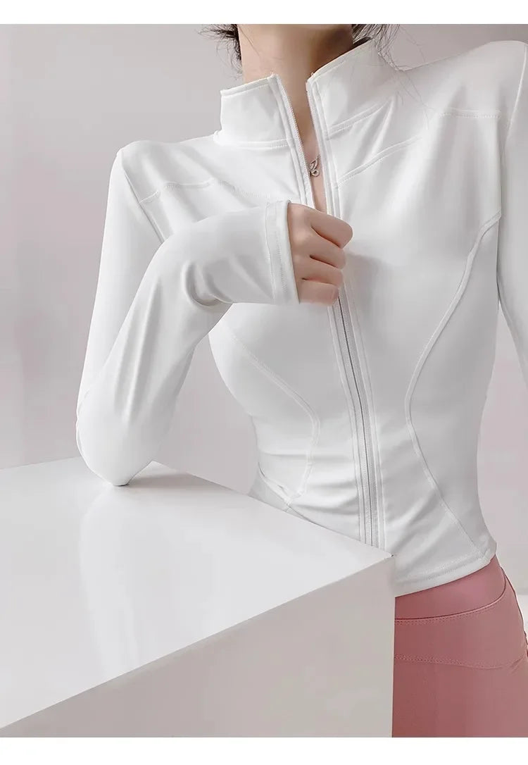 Quick Drying Sports Tight Top Yoga Jacket Long Sleeve S-3XL