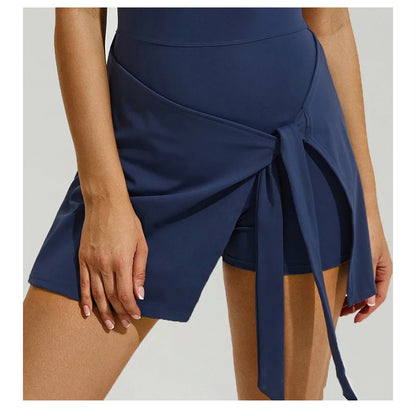 Sleeveless Tennis Dress Built In Shorts Golf Workout Sarong Wrap Backless Skirt Quick Drying Jumpsuit