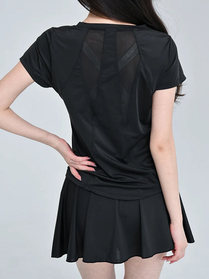 style tennis sports set gym top short sleeve running quick-drying short skirt