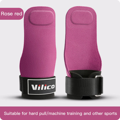 2 Piece Leather Weight Lifting Training Gloves Palm Protection Fitness Grips